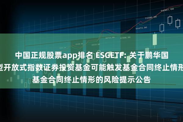 中国正规股票app排名 ESGETF: 关于鹏华国证ESG300交易型开放式指数证券投资基金可能触发基金合同终止情形的风险提示公告